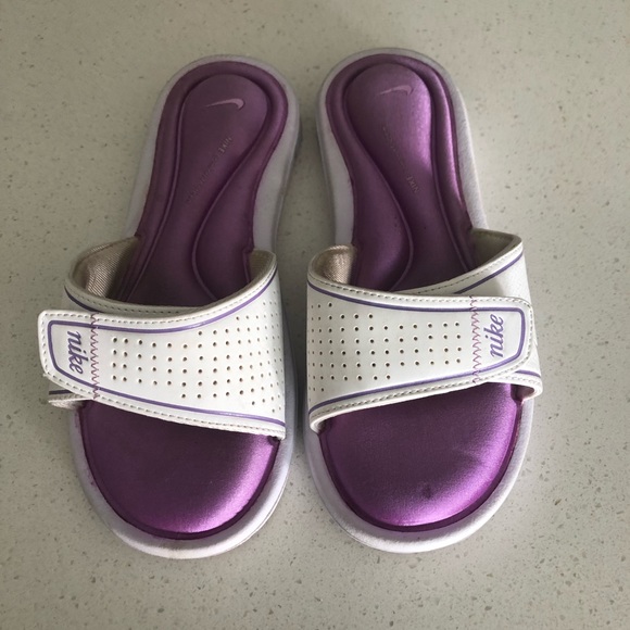 Nike Shoes - SALE 🎉NIKE | White & Purple Memory Foam Slides